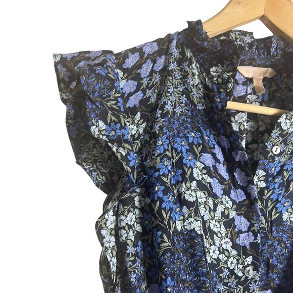 Rebecca Taylor Ava Blue Floral Print Wide Leg Silk Jumpsuit Size 0 - Picture 7 of 13